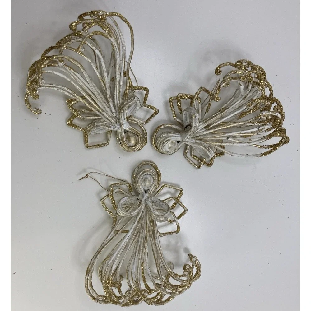 Unique‎ Set of 3 Vtg Wire Angel Ornaments 5.75